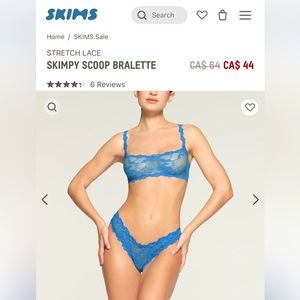 SKIMS Blue Stretch Lace Skimpy Scoop Bralette